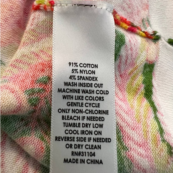Crown & Ivy Cardigan Sweater in Green Pink Orange Floral Feather Print Size XS - Picture 5 of 5